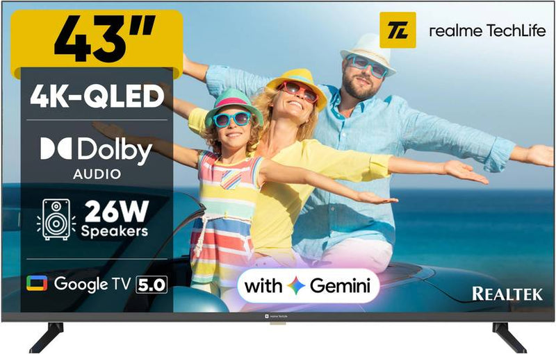 Realme TechLife 108 cm (43 inch) QLED Ultra HD (4K) Smart Google TV 2026 Edition (43UHDGQRDDRQ)-1