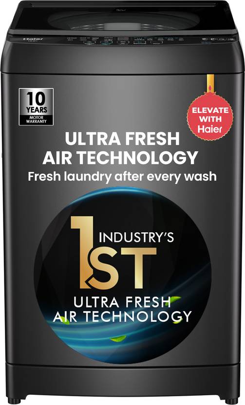 Haier 10 kg Powerful Oceanus Wave Drum, Custom Wash Cycles with 15 Mins Quick Wash, Smart Fuzzy Control, Balance Clean Pulsator, Magic Filter, Castor (ETL100-C3PS8)