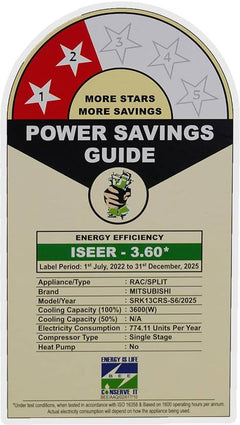 Mitsubishi 2025 Model 1.1 Ton 2 Star Split Fixed Speed AC (SRK13CRS-S6, White)-3