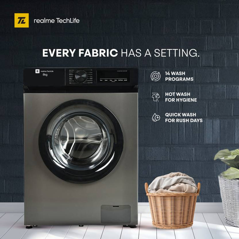 Realme TechLife 8 kg Fully Automatic Front Load Washing Machine with In-built Heater Grey (RMFL805NHIDG)-2