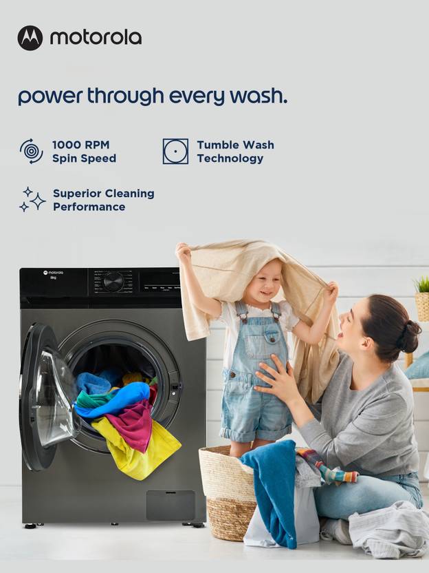Motorola 8 kg Fully Automatic Front Load Washing Machine with In-built Heater Grey (MTFL805NHIDG)-4
