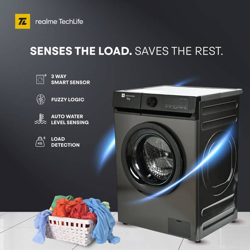 Realme TechLife 8 kg Fully Automatic Front Load Washing Machine with In-built Heater Grey (RMFL805NHIDG)-3