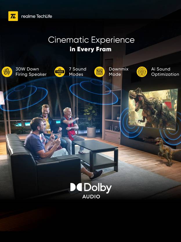 Realme TechLife 108 cm (43 inch) QLED Ultra HD (4K) Smart Google TV 2026 Edition with 5.0 OS, Dolby Audio, and 30 W downfiring speaker (43UHDIQRWSDQ)-3