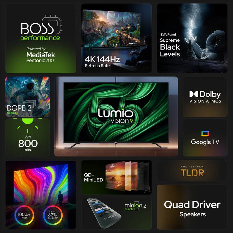 Lumio Vision 9 139 cm (55 inch) Ultra HD (4K) Mini LED Smart Google TV 2026 Edition with 4K 144Hz 1080p 240Hz HDR Dolby Vision + Atmos and 800 Nits (EPIC3-ADSI)-2