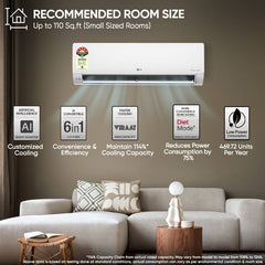 LG 2026 Model 1 Ton 5 Star Split Smart Inverter Faster Cooling and Energy Saving, AI Convertible 6-in-1 Cooling, HD Filter with Anti Virus (AS-Q14YNZE, White)-3