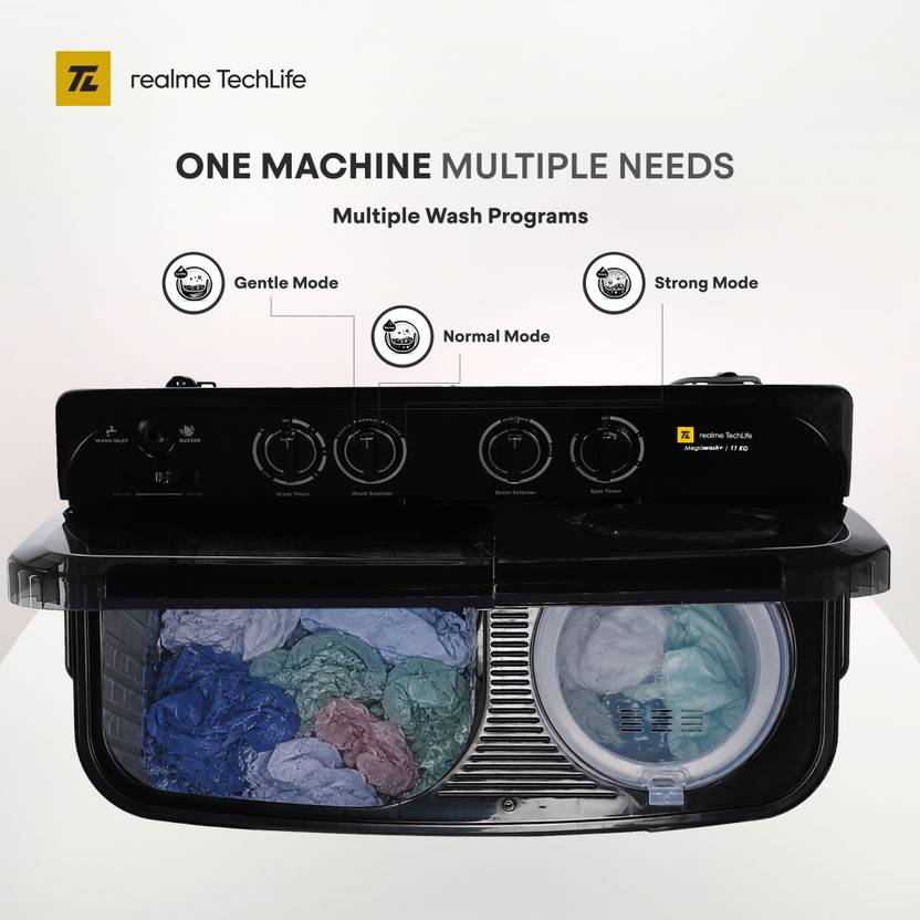 Realme TechLife 11 kg with Hard Water Wash Protection and Swift Jet Dry Semi Automatic Top Load Washing Machine Grey (RMSA1105NNNDGR)-3