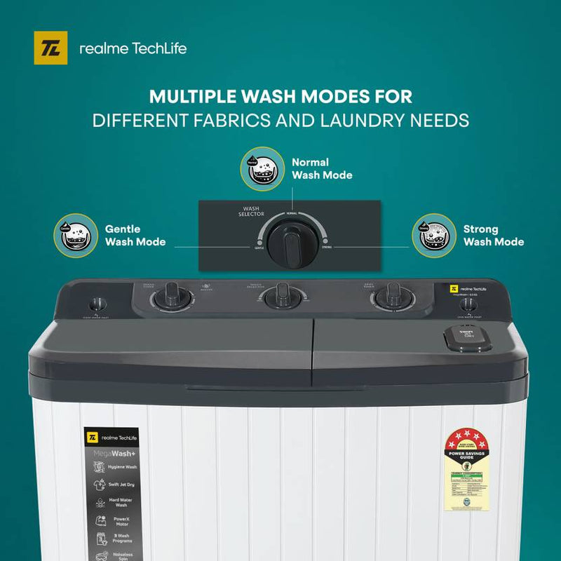 Realme TechLife 8 kg with Hard Water Wash Protection and Swift Jet Dry Semi Automatic Top Load Washing Machine Grey, White (RMSA805NNNDGR1)-3