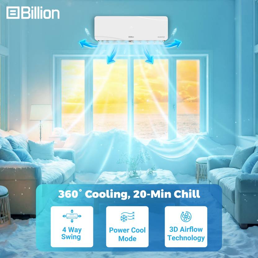 Billion 2026 Model 0.95 Ton 3 Star Split Inverter 5-in-1 Convertible with Turbo Cool Technology AC (103IPG26WBN, White)-3