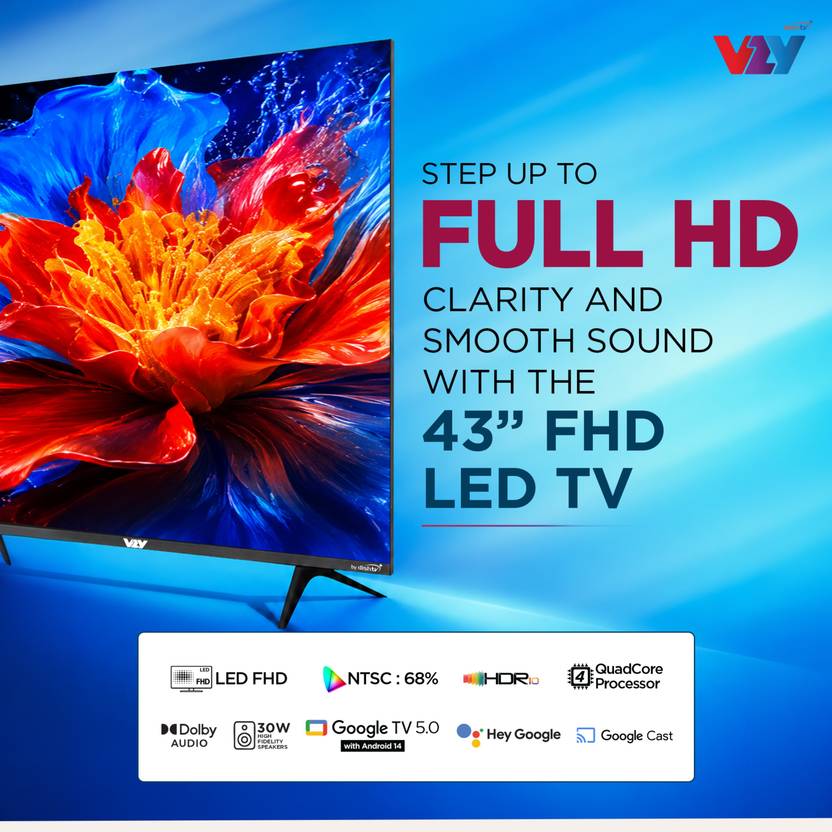 VZY by DishTV with DTH & OTT Subscription 109 cm (43 inch) Full HD LED Smart Google TV 2026 Edition with 1-Year Premium Bundled Content (200+DTH (A43FDLG5X))-3