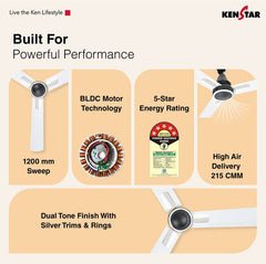 Kenstar Snow breeze Underlight 1200 mm Ceiling Fan-2