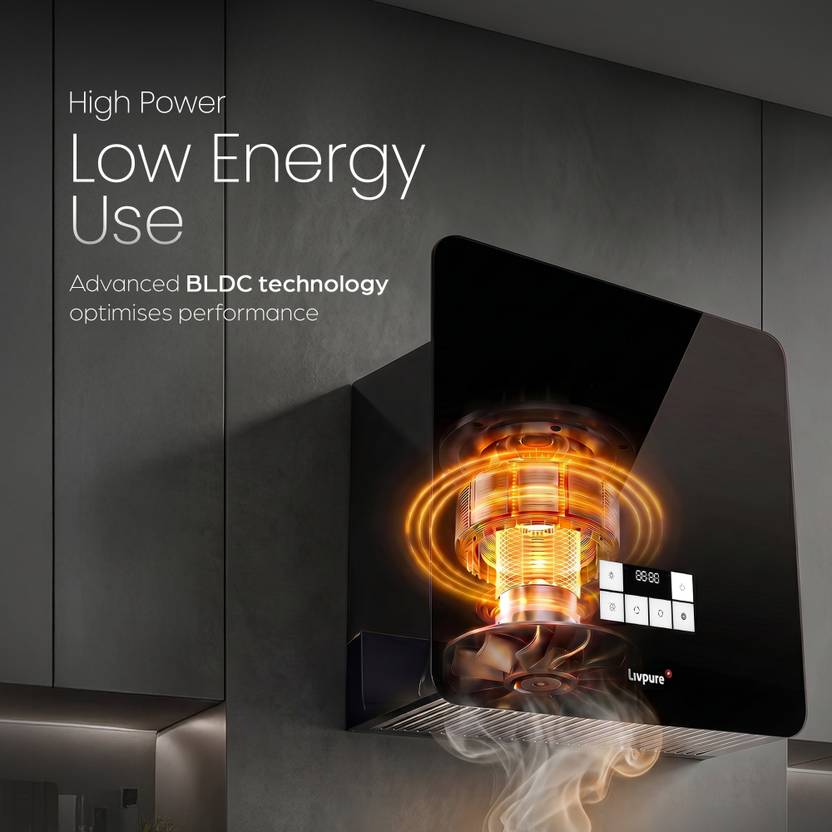 Livpure LIV-DYCE-BLDC-60 1650 CMH 60 cm Ductless Powerful Suction BLDC Motor 5 Stage Activated Carbon Filter Touch & Gesture Control Low Noise Wall-4
