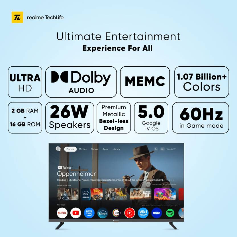 Realme TechLife 108 cm (43 inch) QLED Ultra HD (4K) Smart Google TV 2026 Edition (43UHDGQRDDRQ)-3