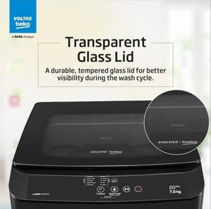 Voltas beko 7 Kg 5 Star Fully Automatic Top Load Washing Machine (WTL7006UAA, Aqua Wave Drum, Medium Grey)-3