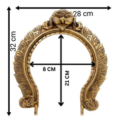 Bhunes Traditional Brass Prabhavali for Home Temple & Wall Decor – Decorative Arch Backdrop for God Idols | Handcrafted Deity Aura Frame, Gold, 13 Inch, 1 Piece