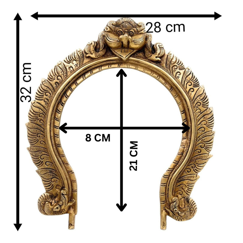 Bhunes Traditional Brass Prabhavali for Home Temple & Wall Decor – Decorative Arch Backdrop for God Idols | Handcrafted Deity Aura Frame, Gold, 13 Inch, 1 Piece