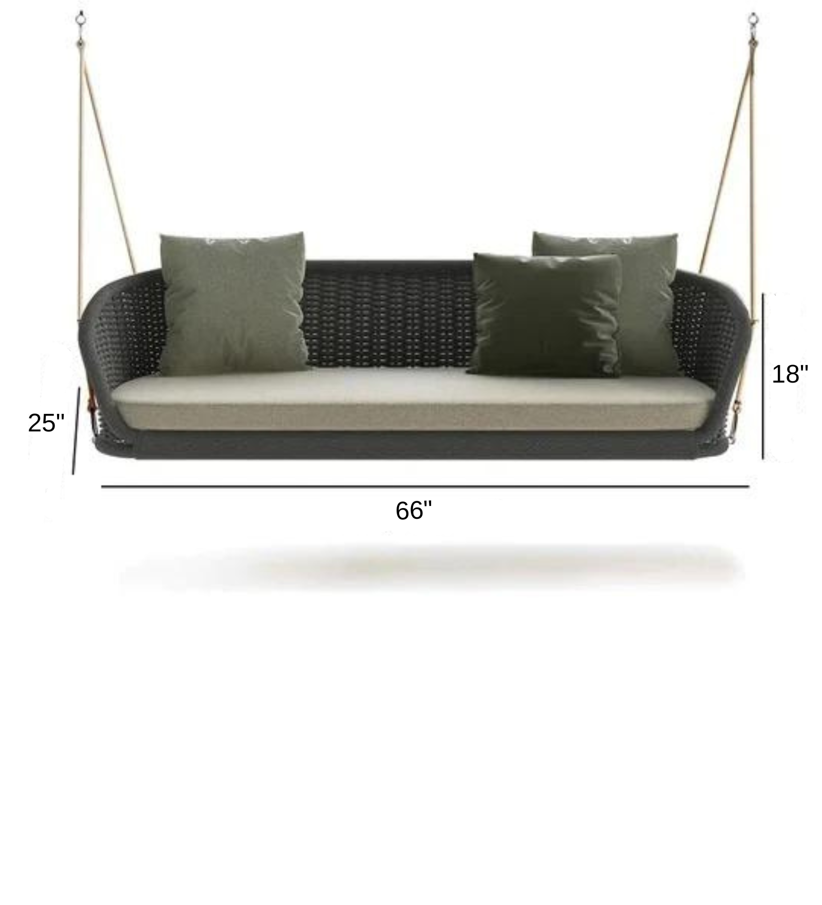 Juul Three Seater Hanging Swing Without Stand For Balcony , Garden Swing (Dark Grey) Braided & Rope