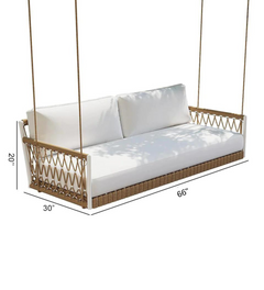 Daaz Three Seater Hanging Swing Without Stand For Balcony , Garden Swing (Tan + White)