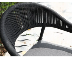 Maven Outdoor Patio Seating Set 4 Chairs and 1 Table Set (Dark Grey) Braided & Rope