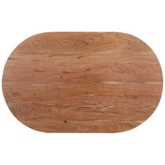 Minimalist Wood Coffee Table | Oval Modern Center Table | Natural Wood Finish | Designer Living Room Furniture | Compact & Sleek | 48 x 24 x 18 Inches