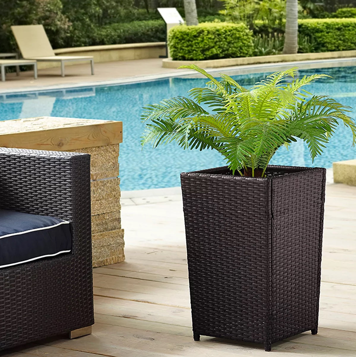 Nadi Outdoor Wicker Planters For Garden , Balcony (Dark Brown)