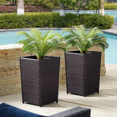 Nadi Outdoor Wicker Planters For Garden , Balcony (Dark Brown)