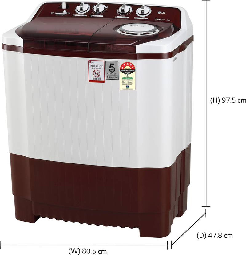 LG 8 kg 5 Star Rating Semi Automatic Top Load Washing Machine Red (P8035SRMZ)-2