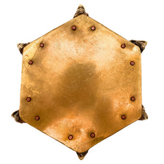 Brass Chowki Peetha, Peetal Bajot Pitala Peetha Pittal Puja Platform, Temple Devghar Chowki for Puja Mandir Home Decor,Gold, 5 Inch, 1 Piece