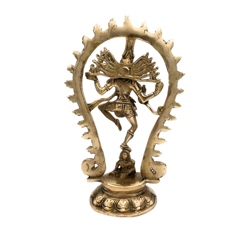Handcrafted Brass Nataraja Idol – Lord Shiva Nataraj, Adalvallan, Tandav Murti, Chidambaram Natesa Statue for Home, Temple & Gift, Gold, 7.5 Inch, 1 Piece