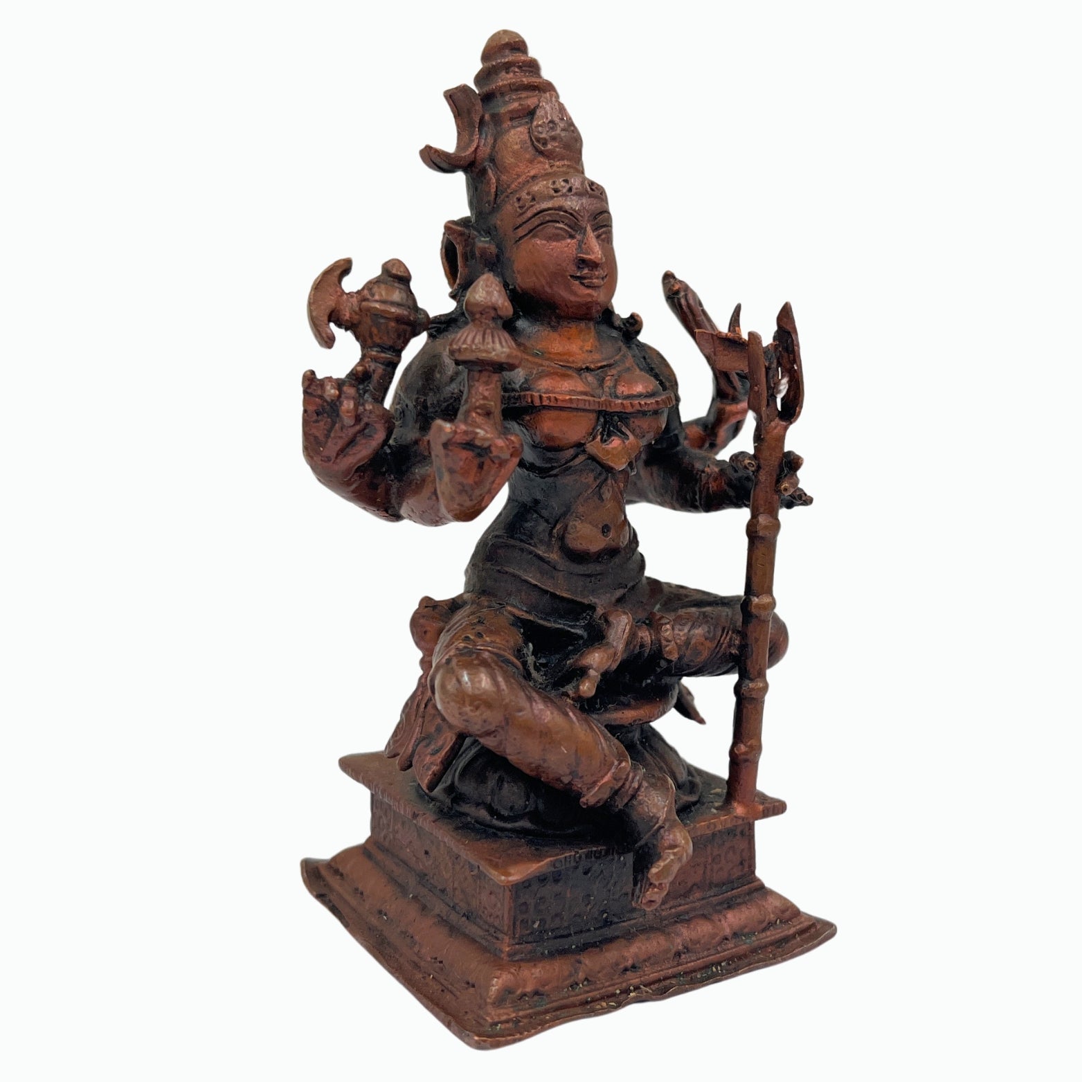 Bhunes Copper Raja Rajeshvari Idols, Rajarajeshwari Silai, Tripura Sundari Ji Ki Murti, Lalita Devi, Kamakshi, Meenakshi,Gold, 4 Inch, 1 Piece