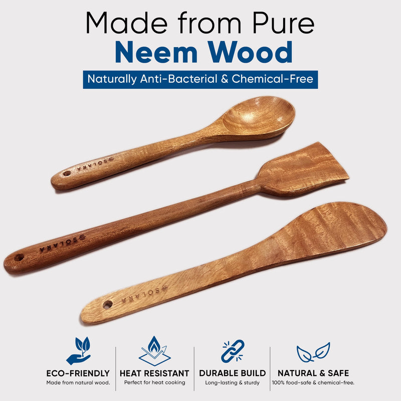 Neem Wood Spatula Set- Pack of 3