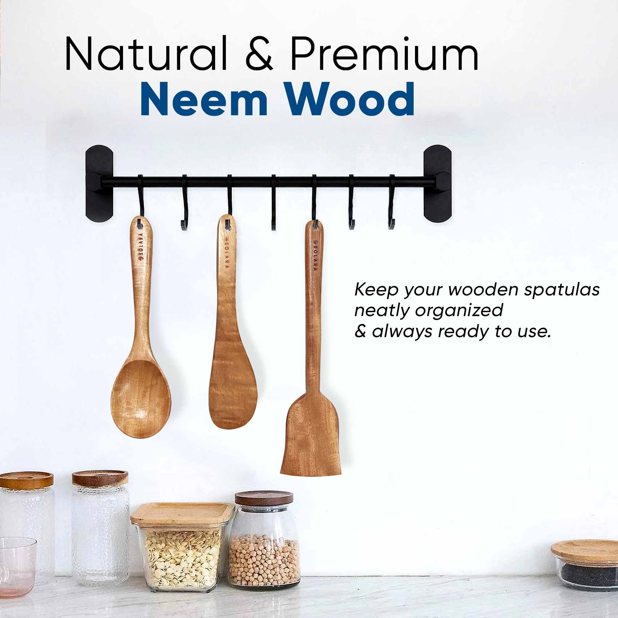 Neem Wood Spatula Set- Pack of 5