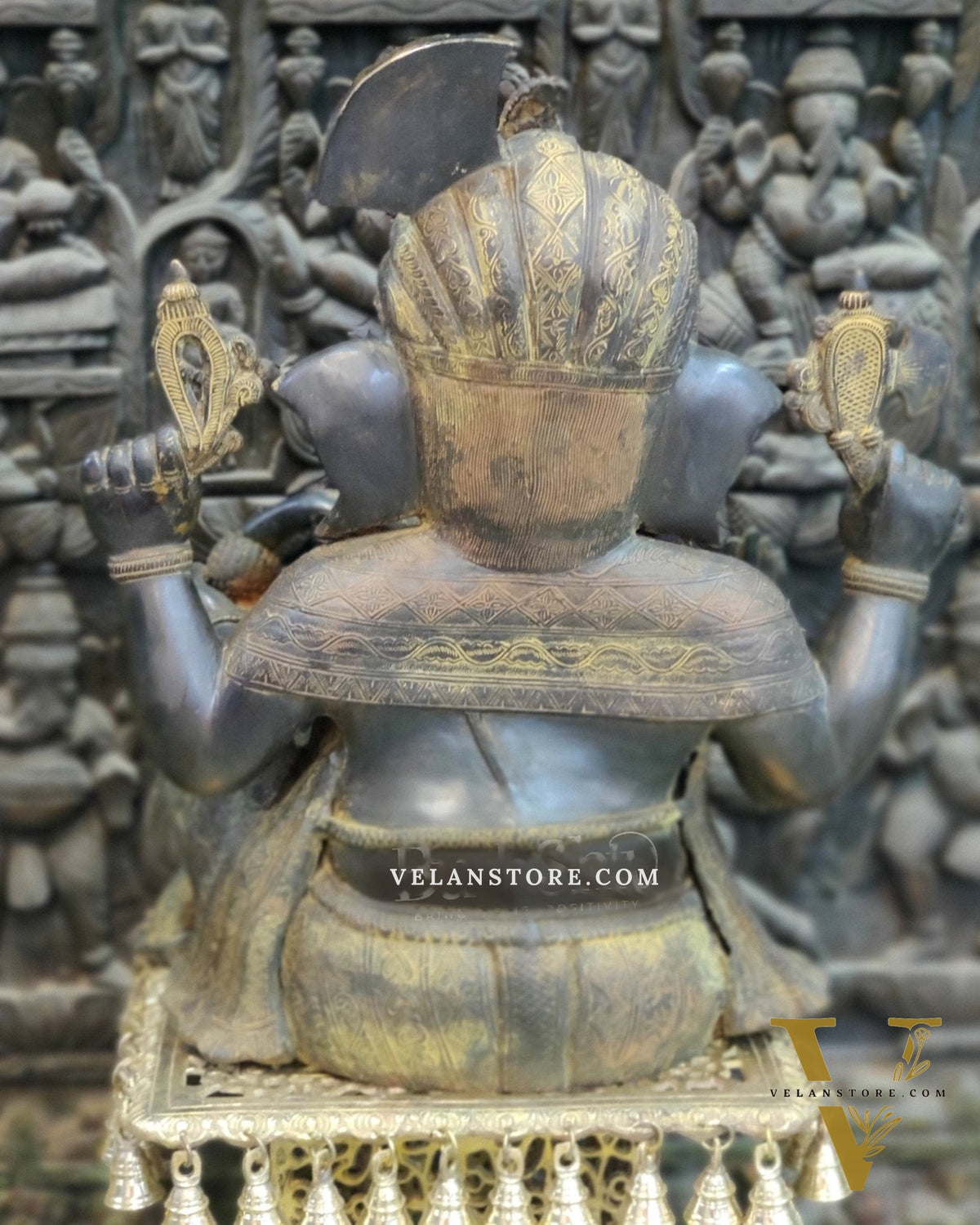 Pagadi Ganesha Brass idol 21 inches Antique Stone Finish