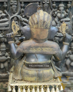 Pagadi Ganesha Brass idol 21 inches Antique Stone Finish