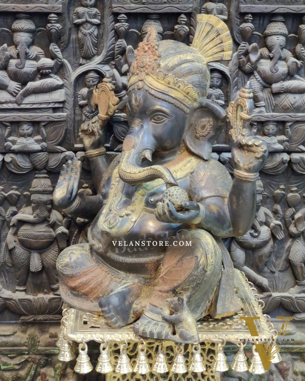 Pagadi Ganesha Brass idol 21 inches Antique Stone Finish