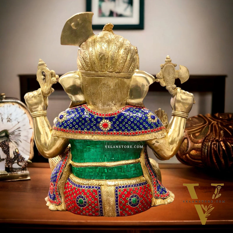 Pagadi Ganesha wearing a turban Brass idol 21 inches