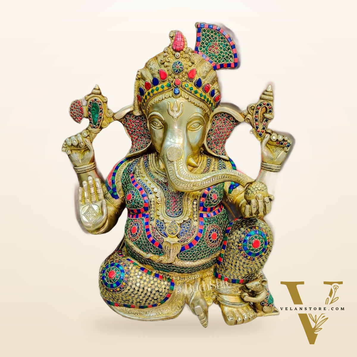 Pagadi Ganesha wearing a turban Brass idol 21 inches