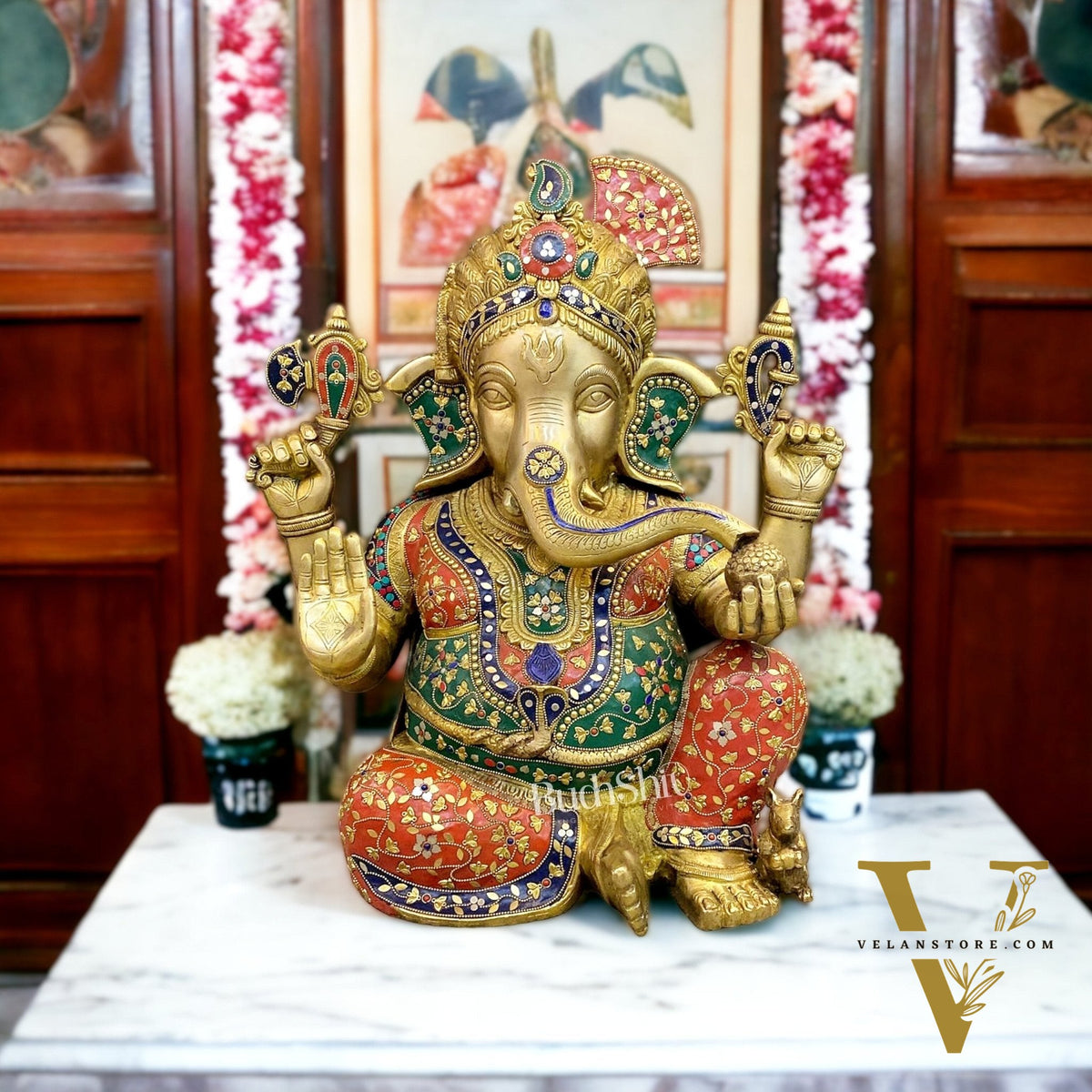 Pagadi Ganesha wearing a turban Brass idol 21 inches