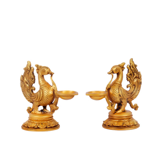 Pair of Handcrafted Brass Annam Diyas | Height 7.5 inches