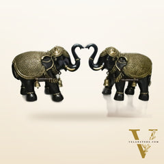 Pair of Large Brass Elephants - 2 Feet Length