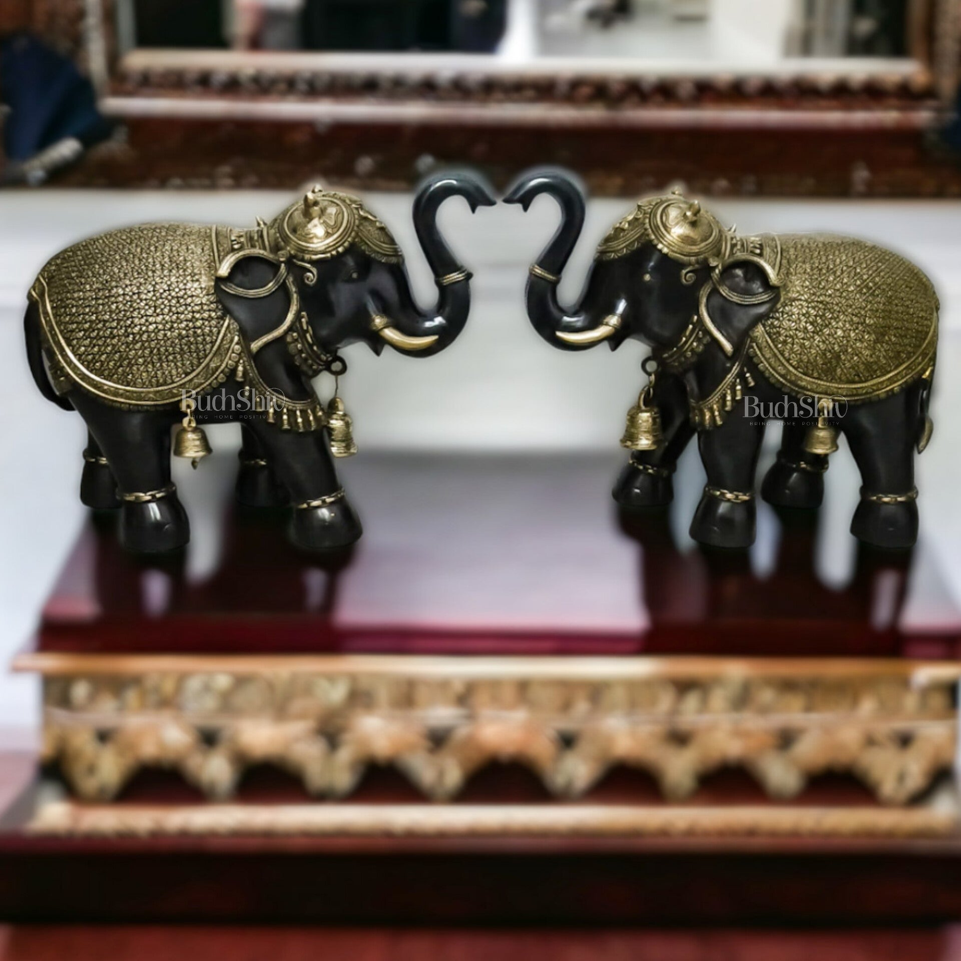 Pair of Large Brass Elephants - 2 Feet Length