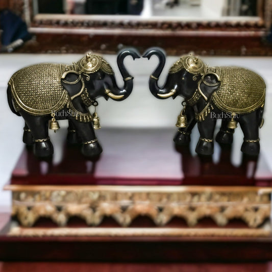 Pair of Large Brass Elephants - 2 Feet Length