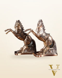Pair of Pure Brass Feng Shui Horses – 8.5 Inch Each | 4.72 Kg | Vastu Good Luck Decor