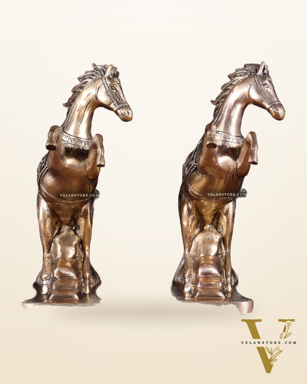 Pair of Pure Brass Feng Shui Horses – 8.5 Inch Each | 4.72 Kg | Vastu Good Luck Decor