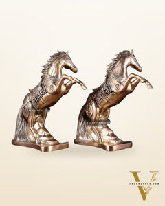 Pair of Pure Brass Feng Shui Horses – 8.5 Inch Each | 4.72 Kg | Vastu Good Luck Decor
