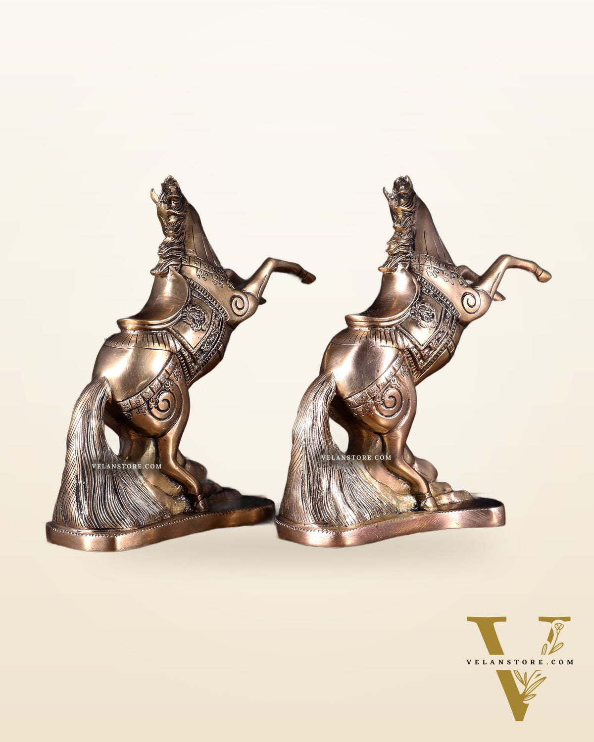 Pair of Pure Brass Feng Shui Horses – 8.5 Inch Each | 4.72 Kg | Vastu Good Luck Decor