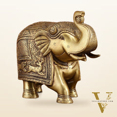 Pair of Unique Brass Elephant Statues | Elegant Sculptures 11 inch