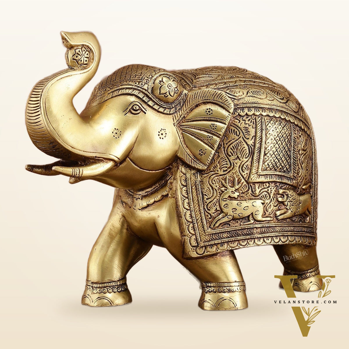 Pair of Unique Brass Elephant Statues | Elegant Sculptures 11 inch