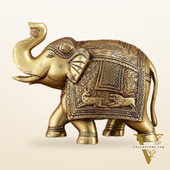 Pair of Unique Brass Elephant Statues | Elegant Sculptures 11 inch