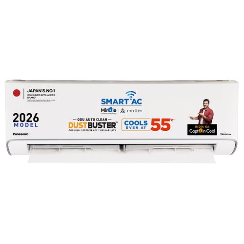 Panasonic 1 Ton 3 Star Inverter Split AC | Copper Condenser | 8-in-1 Convertible | PM 0.1 Filter | DustBuster Technology | High Ambient Cooling (CSEU12CKY3FM, 2026 Model)
