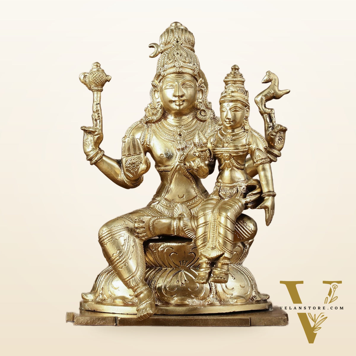 Panchaloha Pure Bronze Shiva and Parvati Idol - 9"